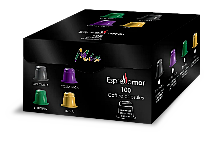 ‫100 קפסולות תואם נספרסו מיקס | מהדורה מיוחדת
