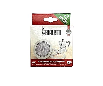 Bialetti Moka 6 גומיות ומסננת אלומיניום מקינטות